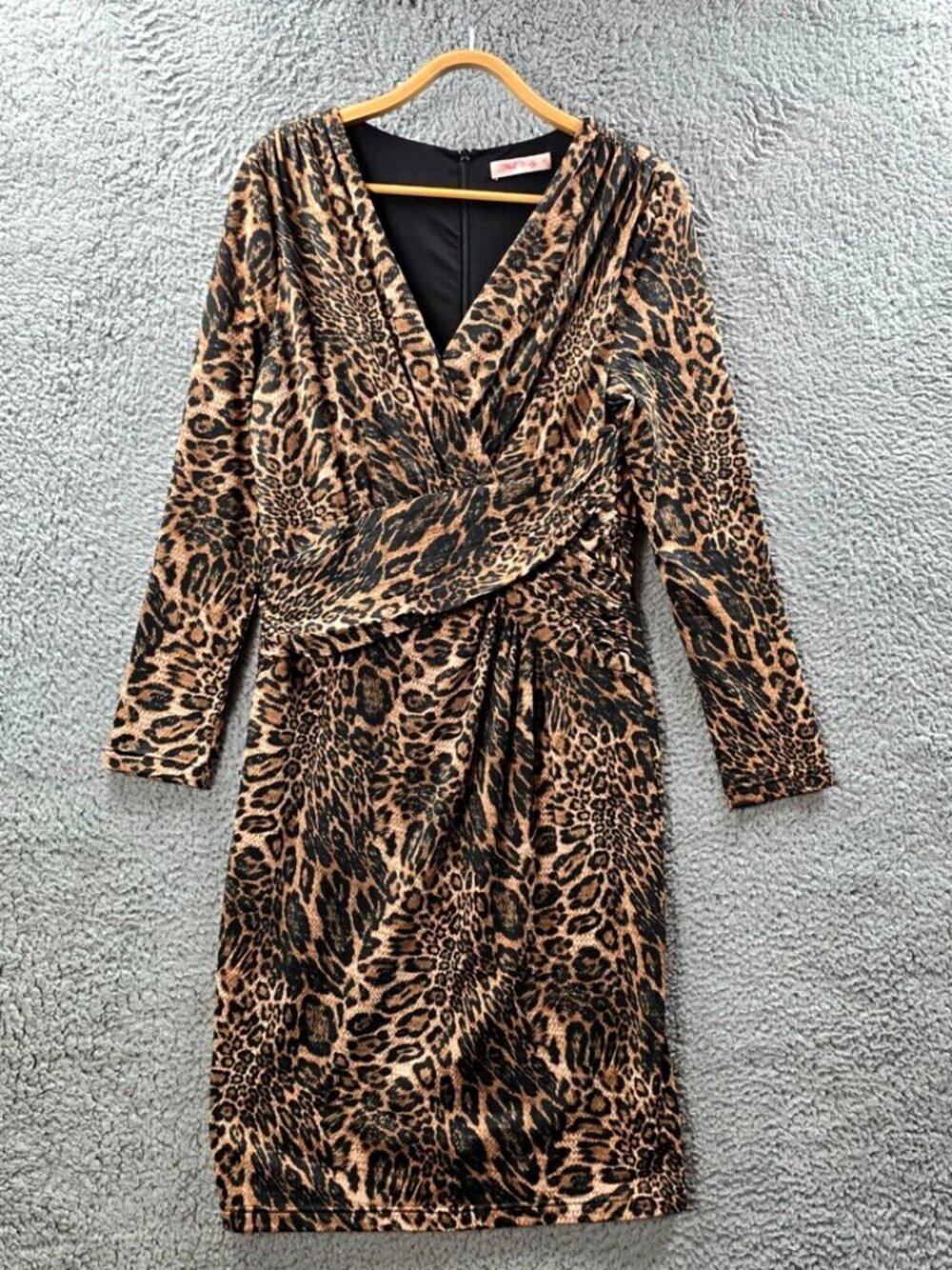 Pink Ruby Womens Bodycon Dress Size 12 Brown Beige Black Animal Print Stretch
